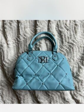 Badgley Mischka Blue Quilted Dome Handbag